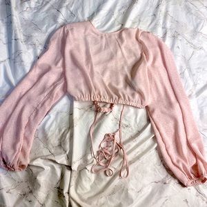 Soft Floral Tie-Up Cropped Top